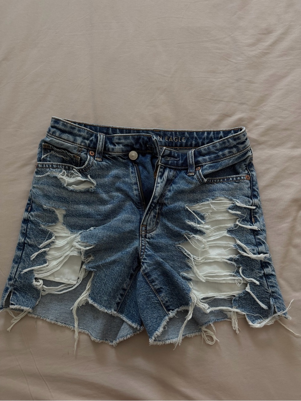 American Eagle Outfitters Ripped Denim Jean Shorts - Blue